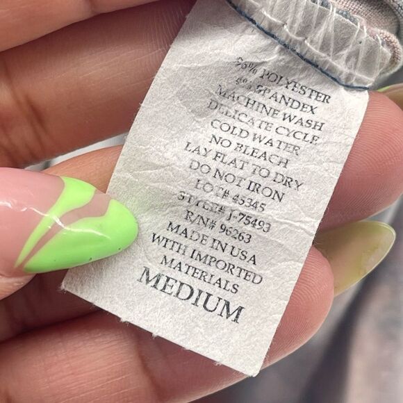 Pine Blue Pink Floral Tunic Top Medium Cottagecore Boho Romantic Y2K Style - Picture 9 of 11